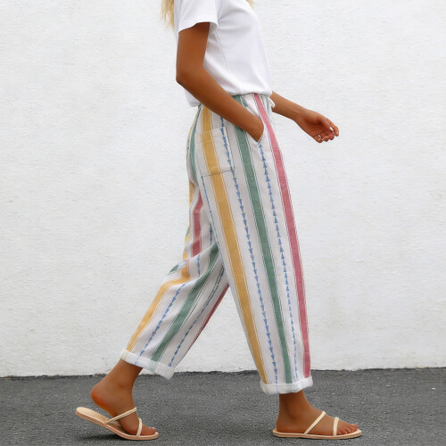 Size Pants Womens Pants Drawstring Lantern Beach-red yellow XXL 2