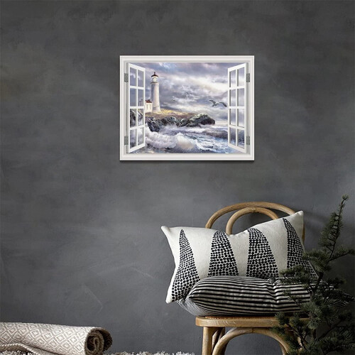 Lighthouse Canvas Art Print 12 x 16 in Framed 1