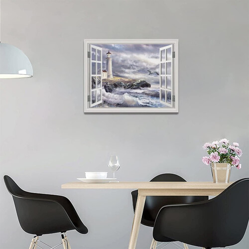 Lighthouse Canvas Art Print 12 x 16 in Framed 2