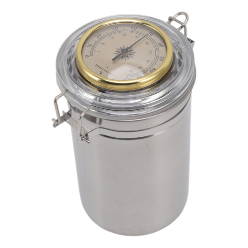 Cigaropbevaringsglas i rustfrit stål med hygrometer 2