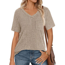 Women Tops Spring Vacation Summer Sweaters Short-Khaki XL