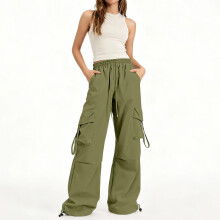 Women High Waisted Cargo Pants Casual Wide Leg-Qian Jun XL