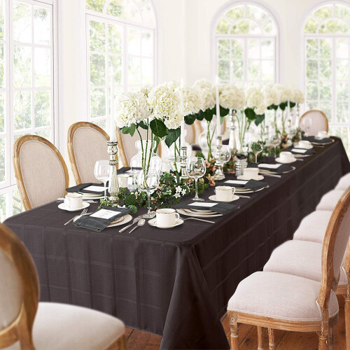 Newbridge Elegance Plaid Tablecloth 60 x 102 in Black 1