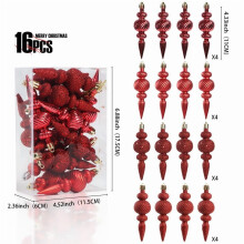 16 Green 4.3in Finial Christmas Ornaments