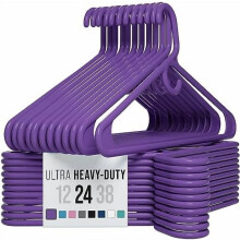 Heavy Duty Plastic Clothes Hangers – Purple – 24 Pack