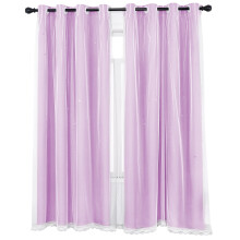 Mørklægningsgardiner med stjerneudskæring til børn, 132 x 232 cm, violet