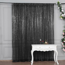 Černá flitrovaná kulatá záclona 2,4 m x 2,4 m