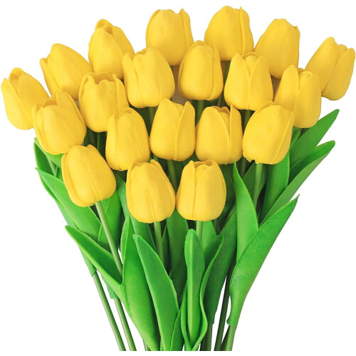 Lalele artificiale roz, 34 cm, pachet de 10