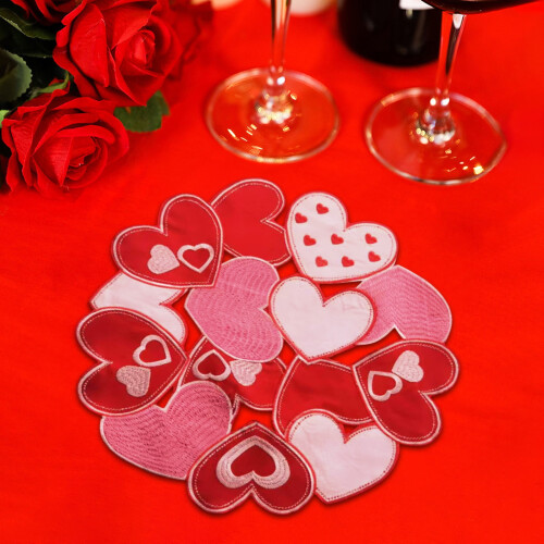 Valentine's Day Red Embroidered Placemats 35x35cm