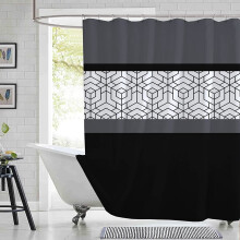 Geometric Shower Curtain 72x72in with 12 Hooks