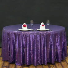 Sequin Round Tablecloth 120 inch Purple