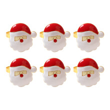 Porte-serviettes de Noël de couleurs assorties, accessoires décoratifs pour les tables de fêtes, lot de six (6) anneaux de serviette en alliage de