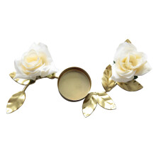 Iron Rose Flower Candle Holder, Gold, 4Sizes