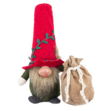 Christmas Gnome Decoration, Plush Red/Green/Grey Hat, 30cm