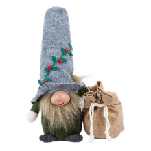 Christmas Gnome Decoration, Plush Red/Green/Grey Hat, 30cm