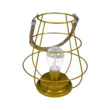 Vintage Iron and Glass Table Lamp with Warm White LED Bulb