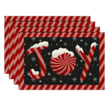 Christmas Linen Placemats Set of 4, 12 x 18 Inches