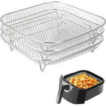 3-teiliger stapelbarer Airfryer-Rost, Edelstahl, 7,8 Zoll