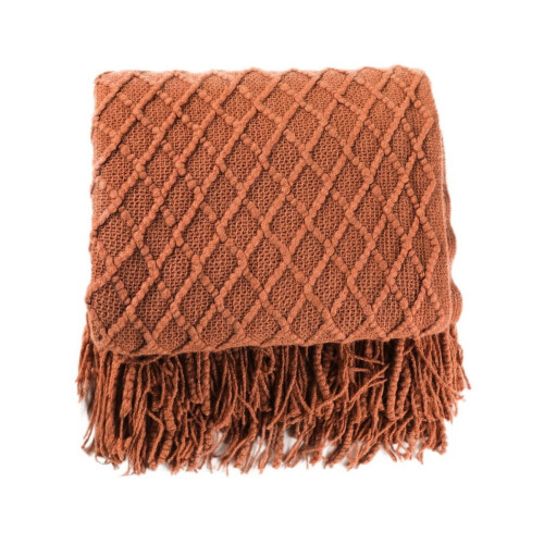 Textured Acrylic Knitted Throw Blanket with Tassels 152 x