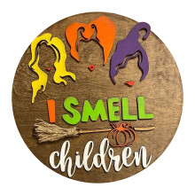 Halloween Hanging Door Sign Wooden30cm Witch Sisters