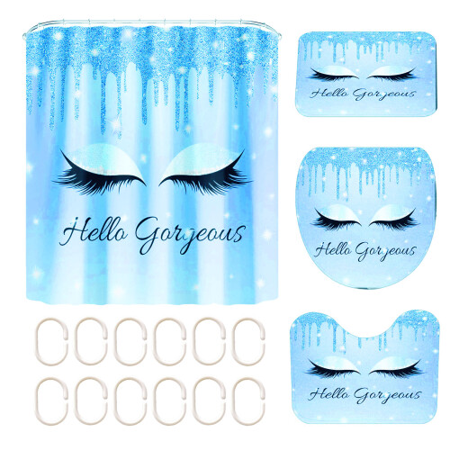 Eyelash Pattern Bathroom Set Polyester Shower Curtain