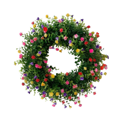 Plastic Flower Wreath35cm or45cm Multicolour