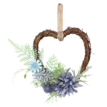 Heart-Shaped Flower Wreath22x20cm Silk & Rattan