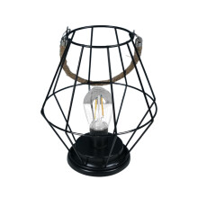 Vintage Iron and Glass Table Lamp with Warm White LED Bulb