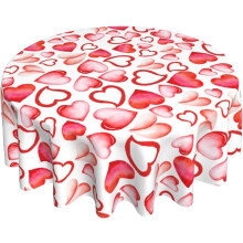 Valentine's Day 60 Inch Round Red Hearts Tablecloth