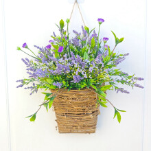 Artificial Wildflower Hanging Basket Wreath 15.75x9.84in