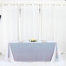 Sequin Rectangular Tablecloth 90 x 132 in Iridescent Blue