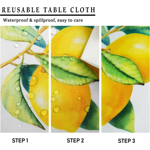 Lemon Print Polyester Tablecloth 152 cm Round 2