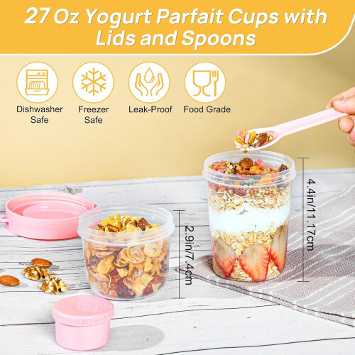 Joghurt-Parfaitbecher mit Deckel und Löffeln, 4er-Pack 2