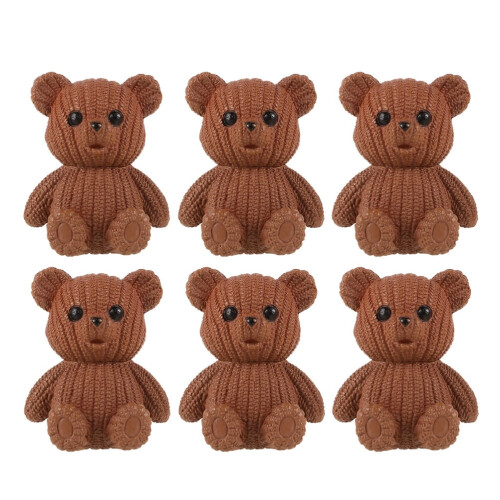 Set van 6 mini bruine beertjes van PVC 2
