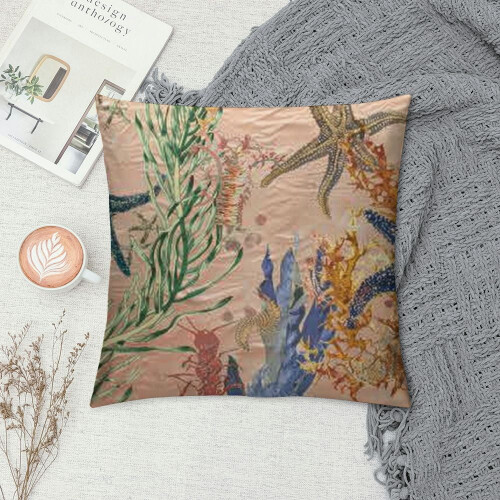 Conjunto de capas de almofada decorativas com tema náutico e oceano, em pelúcia curta. 1