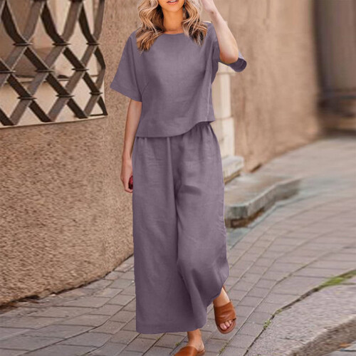 Women's Casual Two-Piece Top and Pant Set 1