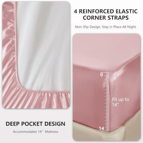 Satin Bed Sheet Set King Size – Soft Polyester Microfiber 2