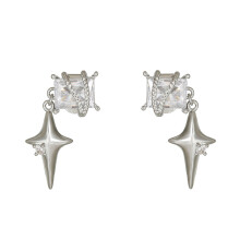 Crystal Ear Clip Comfortable Clip On Styles Elegant-Silver