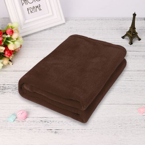 50x70cm Coral Flannel Throw Blanket – Brown 1