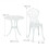 White Metal Bistro Set - Table & 2 Chairs, Leaf Pattern 4
