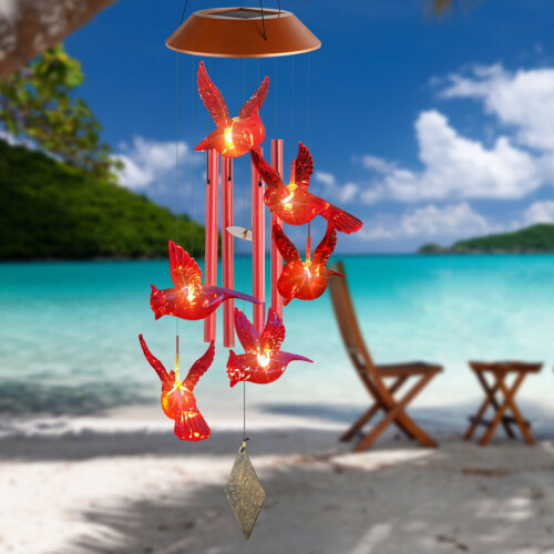 Solar Cardinal Wind Chimes, Red ABS, 16 cm 1