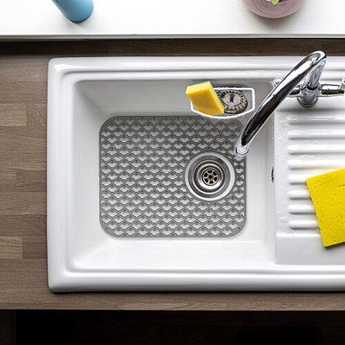 Silicone Kitchen Sink Mat Grey34.5x29.5cm2-Pack 1