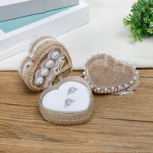 Heart-Shaped Linen Ring Box984.5cm 1