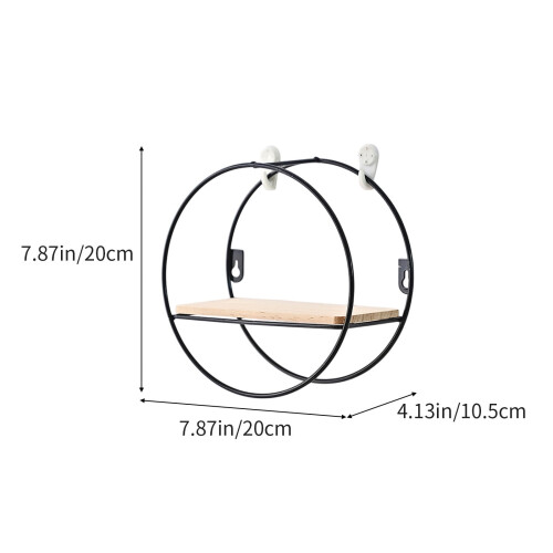 Rundes Wandregal aus Eisen – Schwarz, 20 cm 2