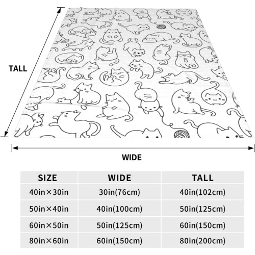 Black and White Cat Blanket 50 x 60 in 1