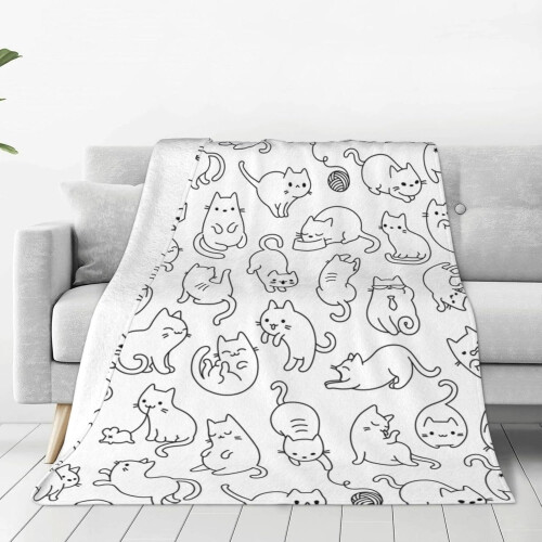 Black and White Cat Blanket 50 x 60 in 2