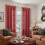 Red Linen Curtains 52x68 in, Light Filtering, 2 Panels with 2