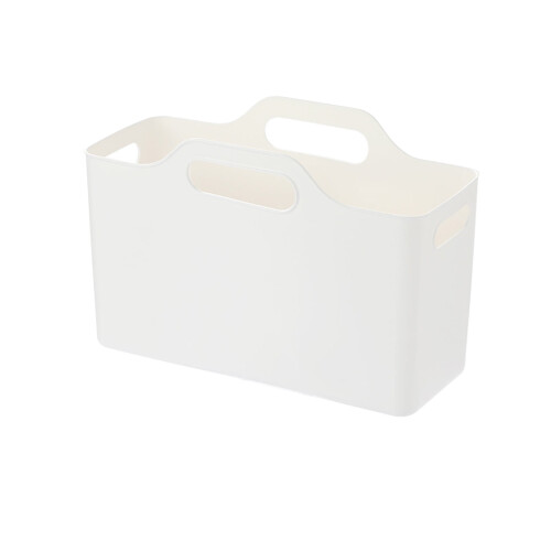 Rectangular White Plastic Storage Basket 11x8x4.5 in 1