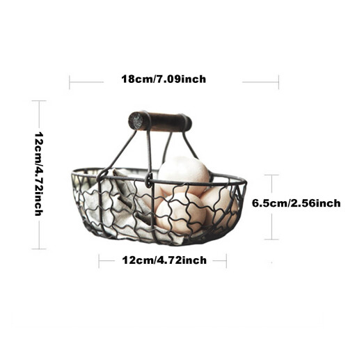 Vintage Chicken Wire Egg Basket with Wooden Handle 2