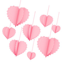 8Pcs Foldable Paper Love Heart Hanging Ornament for-Pink